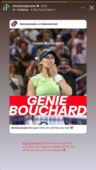 Raducanu bids farewell to Bouchard; Instagram - @emmaraducanu